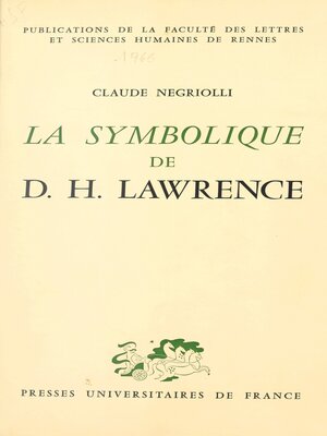 cover image of La symbolique de D. H. Lawrence
